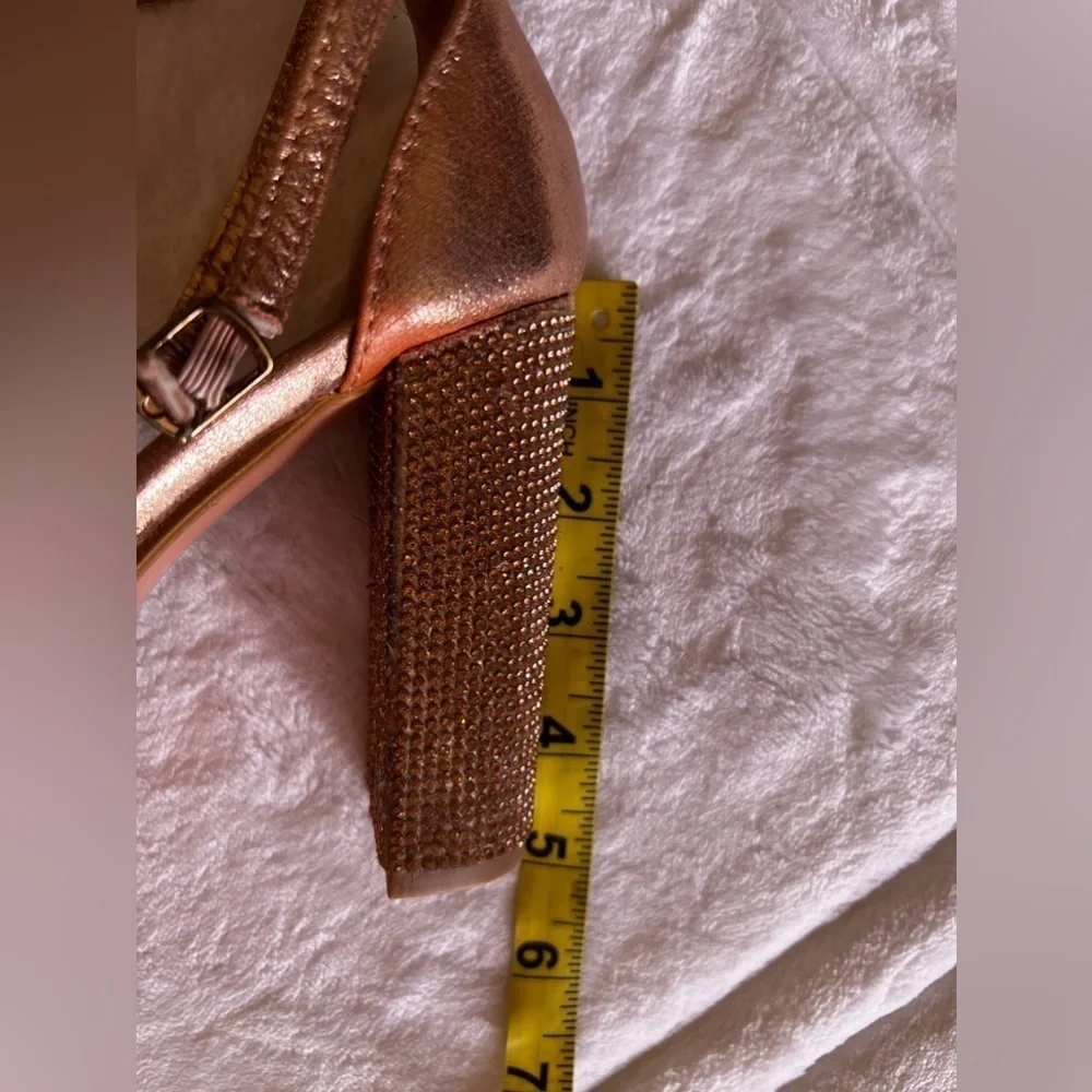 Bella Luna STAN Nude Champagne Bright Rhinestone Chunky Platform Mary Jane Heels